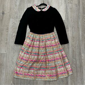 Vintage Yoneko black velvet and brocade dress